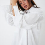 Camisa Oversize Poplin algodon - blanco - s