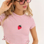 Remera Morley Rayada Strawberry - blanco