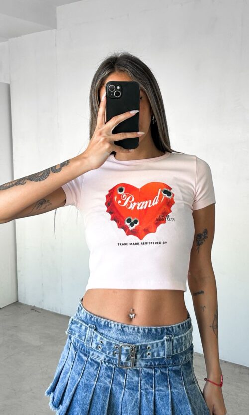 Remera Rib Heart Brand