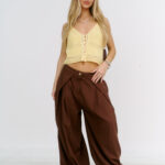 Palazo Lino Con Pinzas Briana - chocolate - l