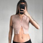 Musculosa Cuello y Botones Sabrina - rosa - s