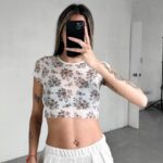 Remera Mesh Flores - Rosa