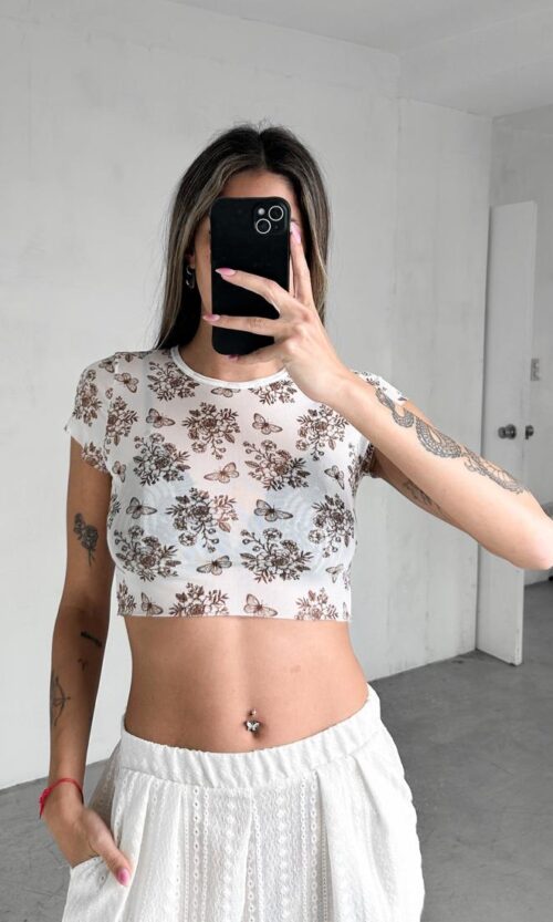 Remera Mesh Flores