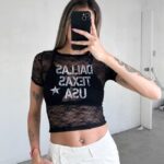 Remera Encaje Dallas Texas Usa - crema