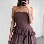 Vestido Straples Volados - amarillo - l