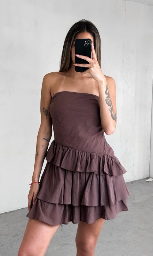Vestido Straples Volados