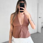 Top Lino Sophia - celeste - l