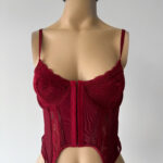 Corset Encaje Tira Fina - bordo - l