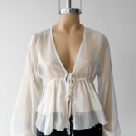 Bluza Creppe Transp Baji - blanco - l