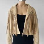 Chaqueta Con Flecos - tostado - l