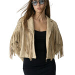 Chaqueta Con Flecos - tostado - l