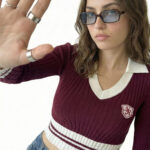 Sweater Escote en V Combi - bordo - l