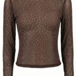 Mangas Largas Brillo Cristales - bordo - m