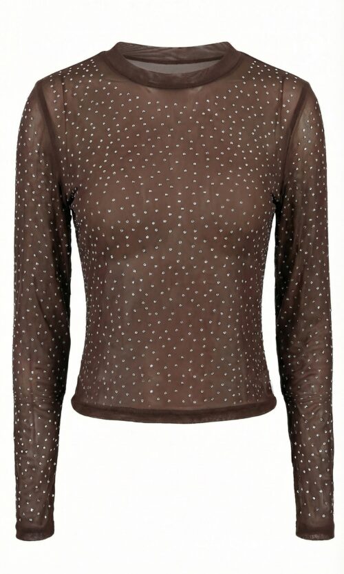 Mangas Largas Brillo Cristales