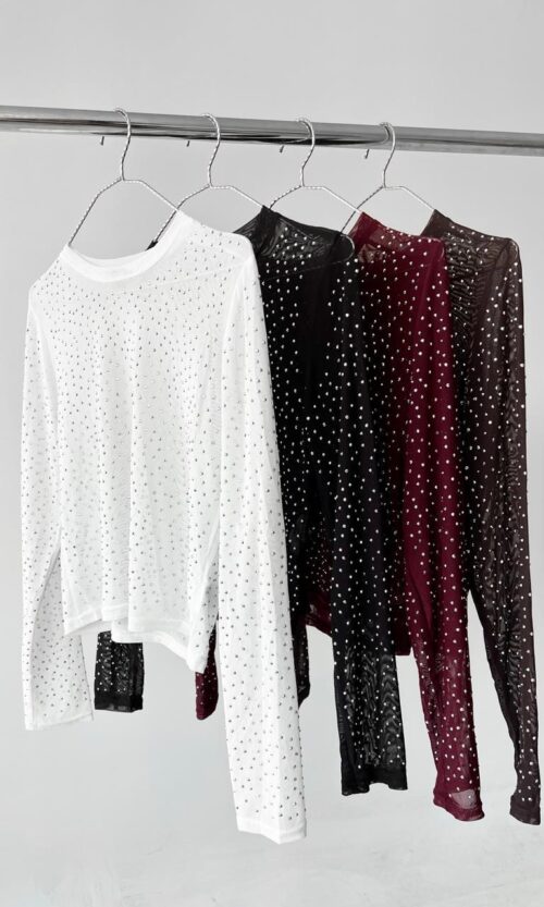 Mangas Largas Brillo Cristales