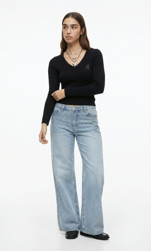 Jean Wide Leg Celeste Strass