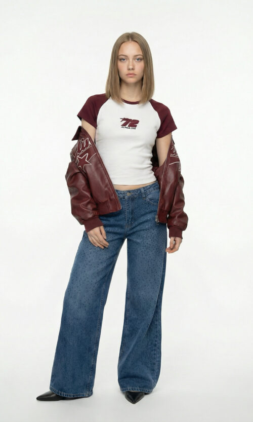 Jean Wide Leg Azul Strass