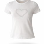 Remera Rib Corazon Strass - bordo