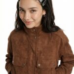 Campera Bomber Suede Bolsi - chocolate - l