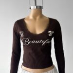 Remera Mangas Largas Beautiful - bordo - m