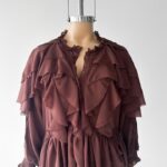 Blusa Creeppe Volados - chocolate - l