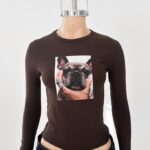 Mangas Largas Rib Dog Frances - bordo