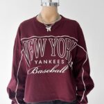 Mangas Largas Jersey New York Yankees - bordo