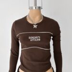 Mangas Largas Rib Sunday`S Affair - chocolate
